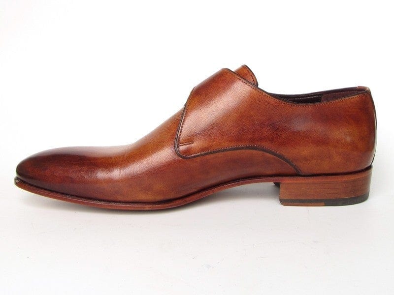 PAUL PARKMAN Paul Parkman Men's Monkstrap Shoes Side Handsewn Twisted Leather Sole Tobacco (ID#24Y56)