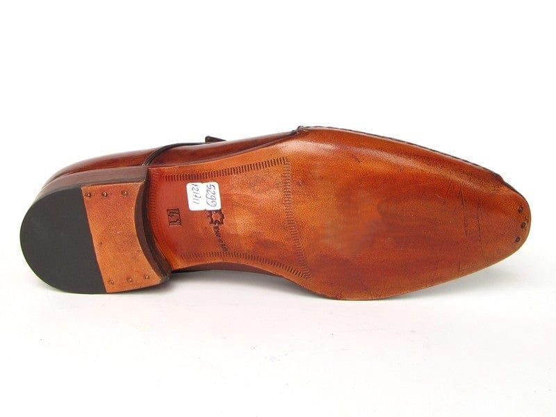 PAUL PARKMAN Paul Parkman Men's Monkstrap Shoes Side Handsewn Twisted Leather Sole Tobacco (ID#24Y56)