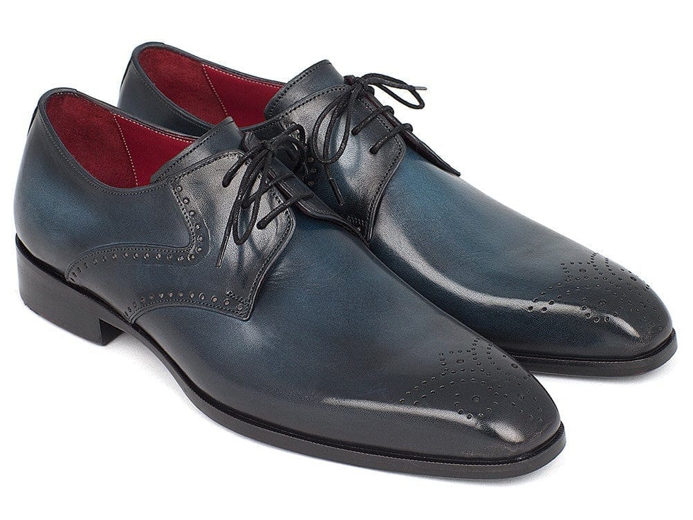 PAUL PARKMAN Paul Parkman Men's Navy & Blue Medallion Toe Derby Shoes (ID#6584-NAVY)