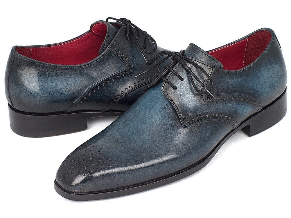 PAUL PARKMAN Paul Parkman Men's Navy & Blue Medallion Toe Derby Shoes (ID#6584-NAVY)