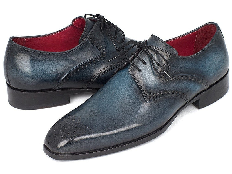 PAUL PARKMAN Paul Parkman Men's Navy & Blue Medallion Toe Derby Shoes (ID#6584-NAVY)