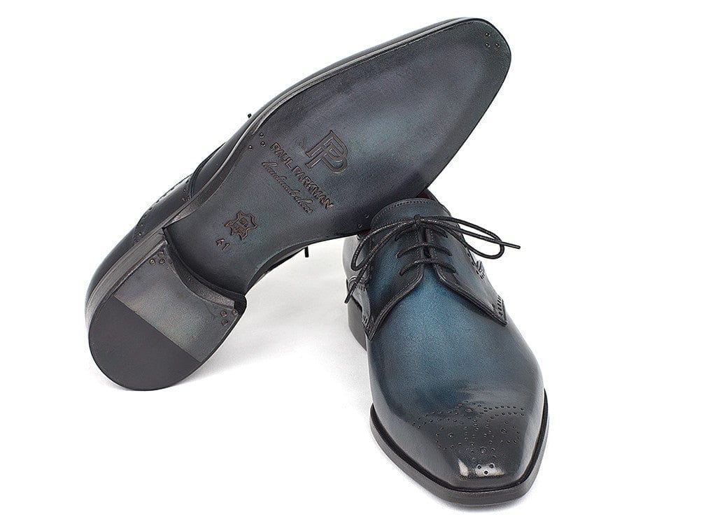 PAUL PARKMAN Paul Parkman Men's Navy & Blue Medallion Toe Derby Shoes (ID#6584-NAVY)