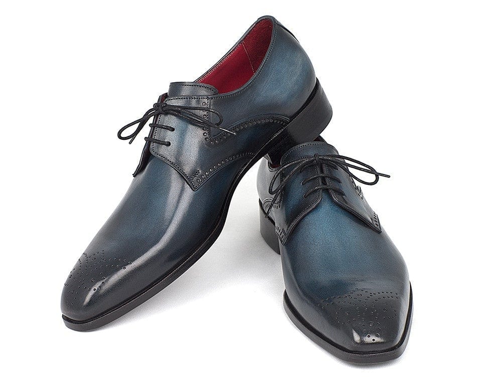 PAUL PARKMAN Paul Parkman Men's Navy & Blue Medallion Toe Derby Shoes (ID#6584-NAVY)