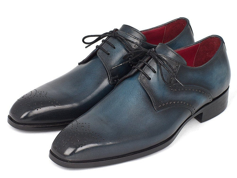 PAUL PARKMAN Paul Parkman Men's Navy & Blue Medallion Toe Derby Shoes (ID#6584-NAVY)