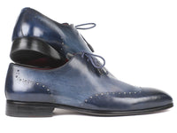 PAUL PARKMAN Paul Parkman Men's Navy Burnished Wingtip Oxfords (ID#84NT56)