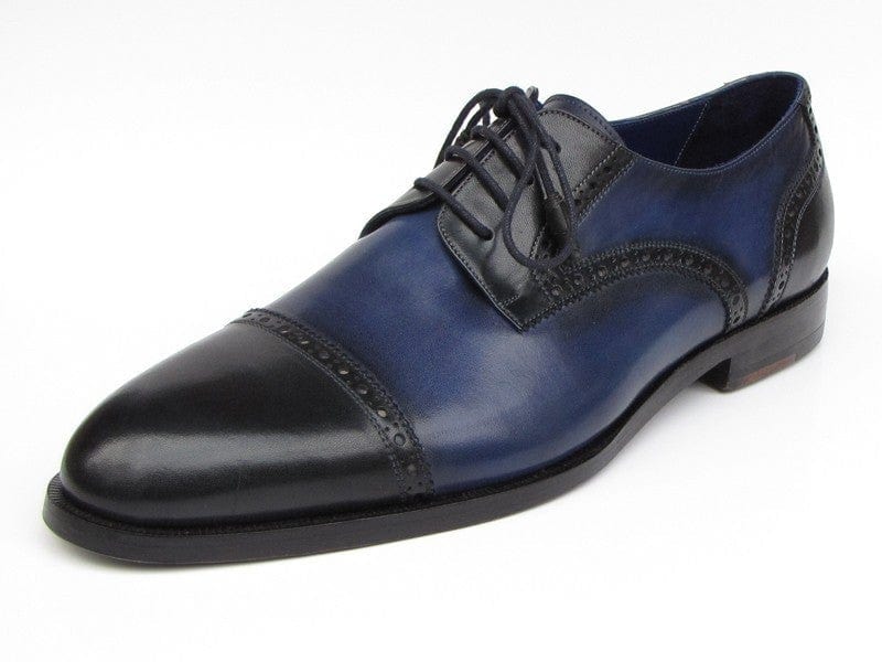 PAUL PARKMAN Paul Parkman Men's Parliament Blue Derby Shoes Leather Upper and Leather Sole (ID#046-BLU)