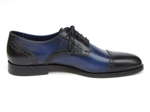 PAUL PARKMAN Paul Parkman Men's Parliament Blue Derby Shoes Leather Upper and Leather Sole (ID#046-BLU)
