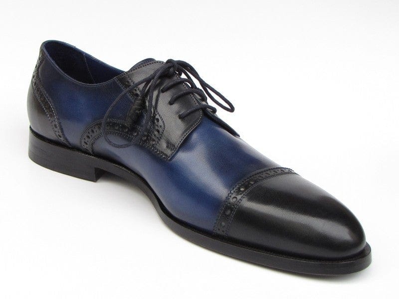 PAUL PARKMAN Paul Parkman Men's Parliament Blue Derby Shoes Leather Upper and Leather Sole (ID#046-BLU)