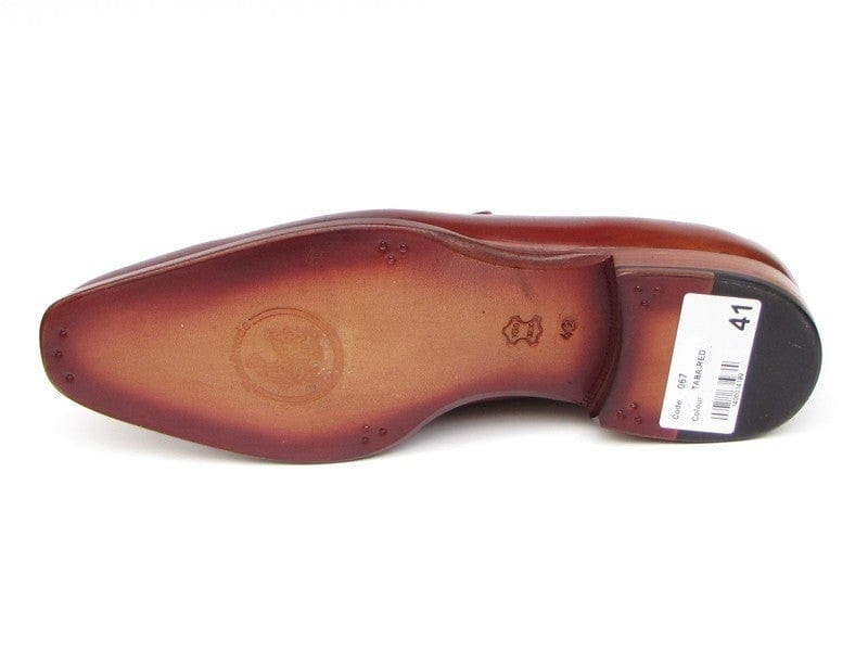PAUL PARKMAN Paul Parkman Men's Penny Loafer Tobacco & Bordeaux Hand-Painted Shoes (ID#067-BRD)