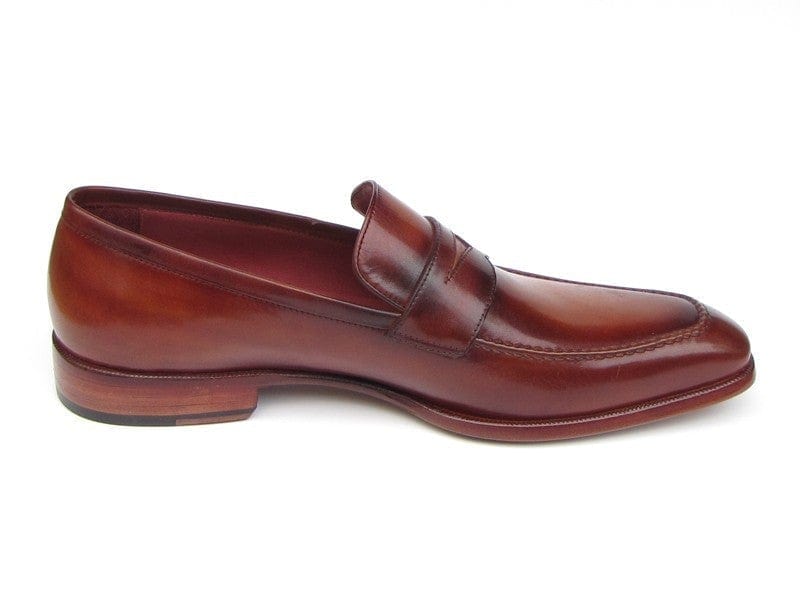 PAUL PARKMAN Paul Parkman Men's Penny Loafer Tobacco & Bordeaux Hand-Painted Shoes (ID#067-BRD)
