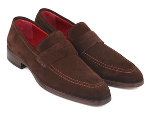 PAUL PARKMAN Paul Parkman Men's Penny Loafers Brown Suede (ID#10SD83)