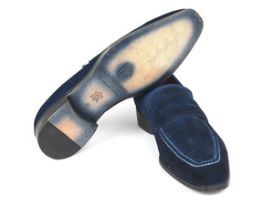 PAUL PARKMAN Paul Parkman Men's Penny Loafers Navy Suede (ID#10SD21)