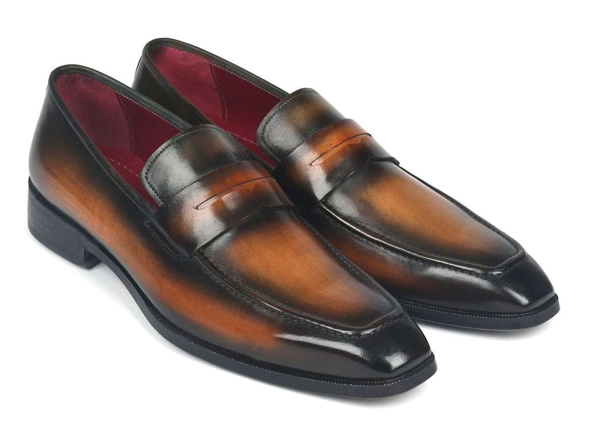PAUL PARKMAN Paul Parkman Men's Penny Loafers Olive Brown (ID#10LZ24)
