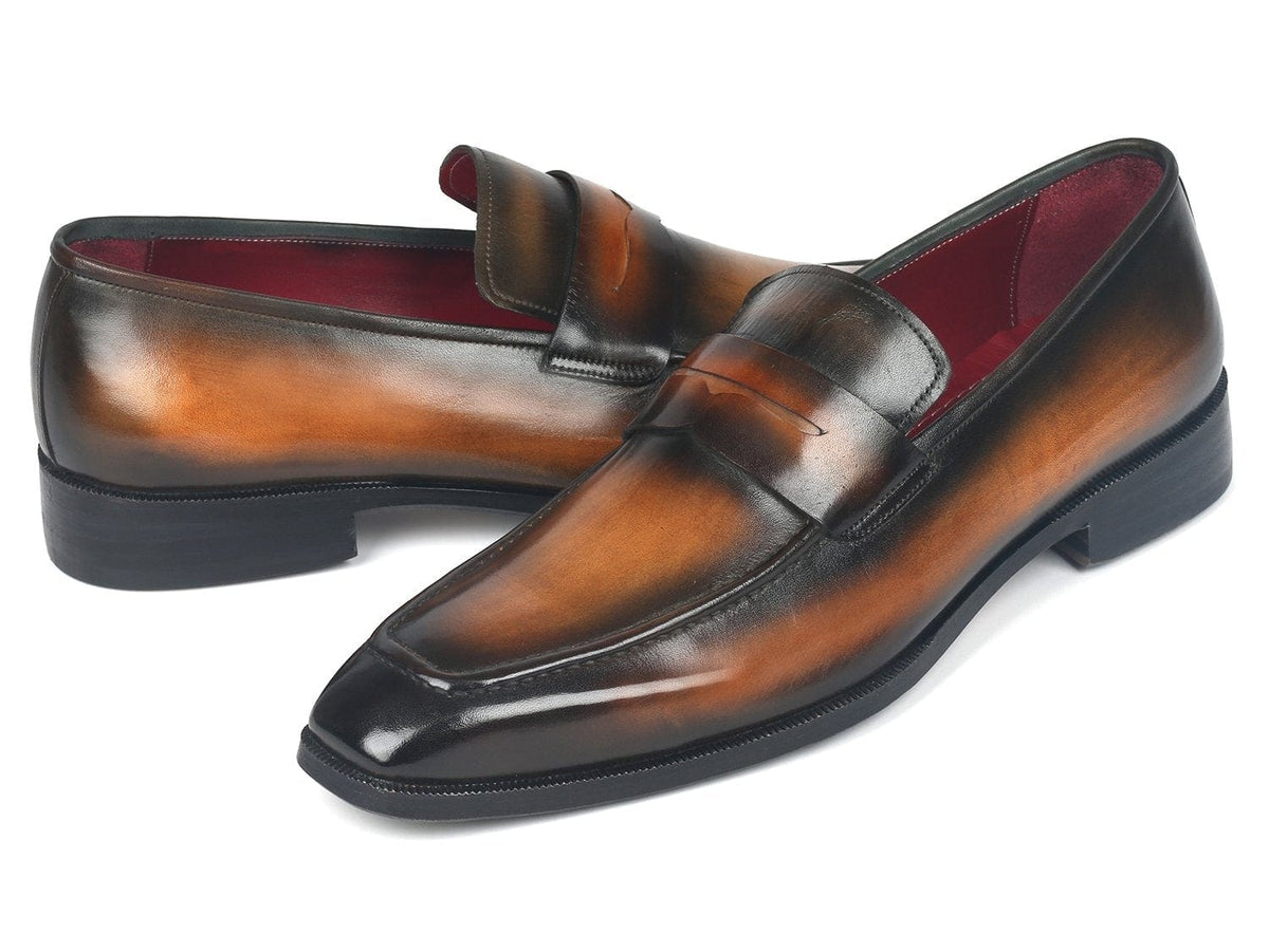 PAUL PARKMAN Paul Parkman Men's Penny Loafers Olive Brown (ID#10LZ24)