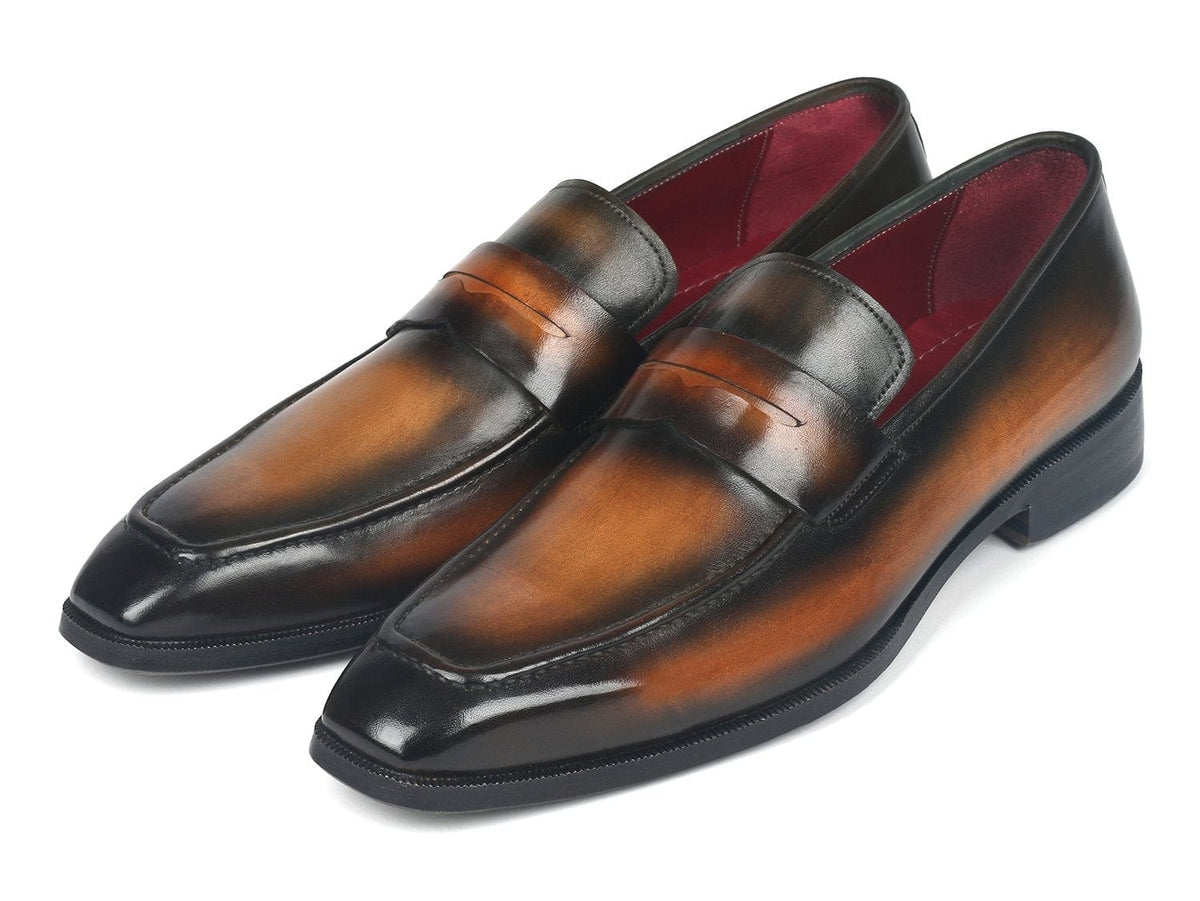 PAUL PARKMAN Paul Parkman Men's Penny Loafers Olive Brown (ID#10LZ24)