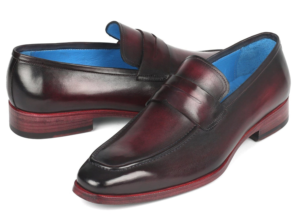 PAUL PARKMAN Paul Parkman Men's Purple Burnished Penny Loafers (ID#10PR23)