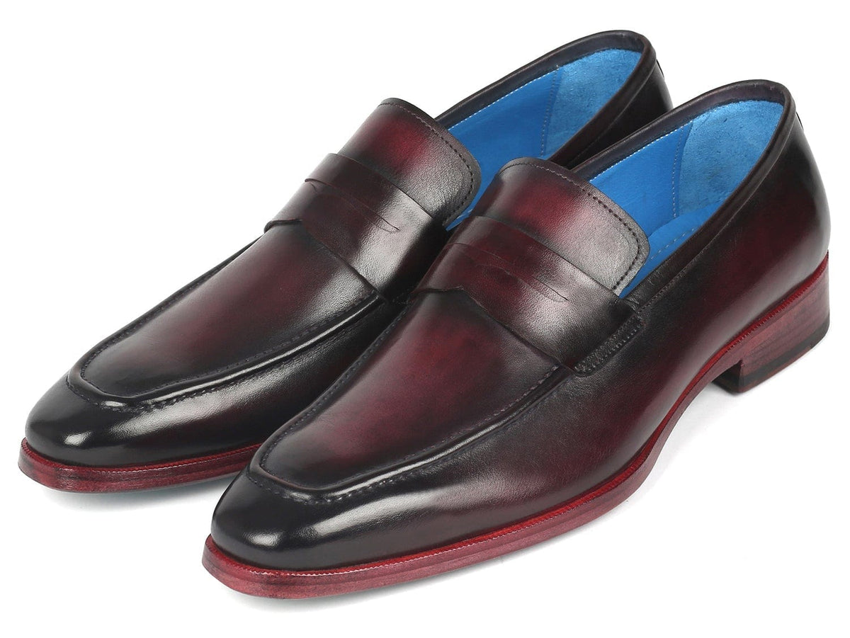 PAUL PARKMAN Paul Parkman Men's Purple Burnished Penny Loafers (ID#10PR23)