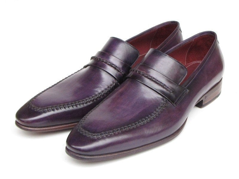 PAUL PARKMAN Paul Parkman Men's Purple Loafers Handmade Slip-On Shoes (ID#068-PURP)