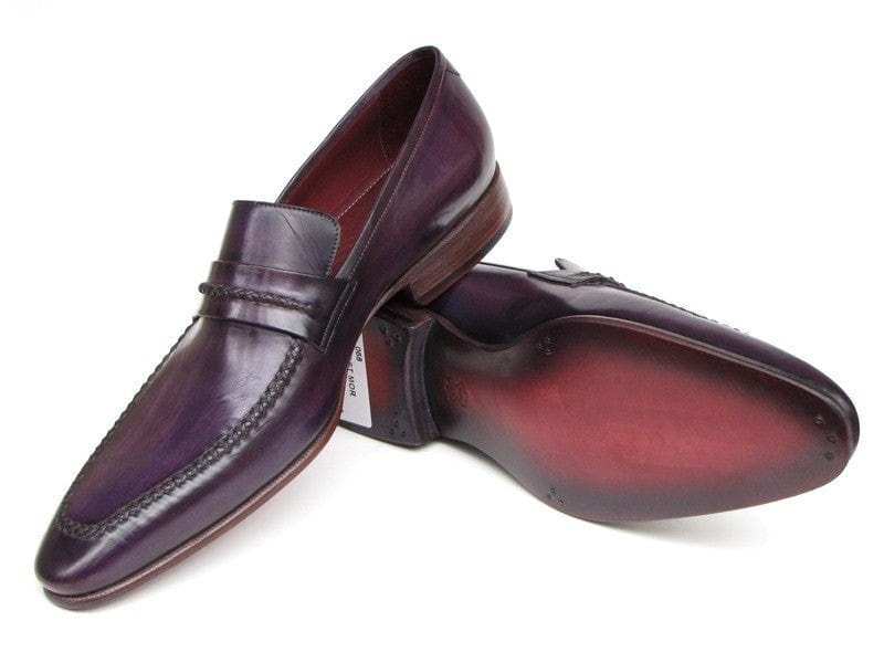 PAUL PARKMAN Paul Parkman Men's Purple Loafers Handmade Slip-On Shoes (ID#068-PURP)