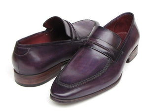 PAUL PARKMAN Paul Parkman Men's Purple Loafers Handmade Slip-On Shoes (ID#068-PURP)