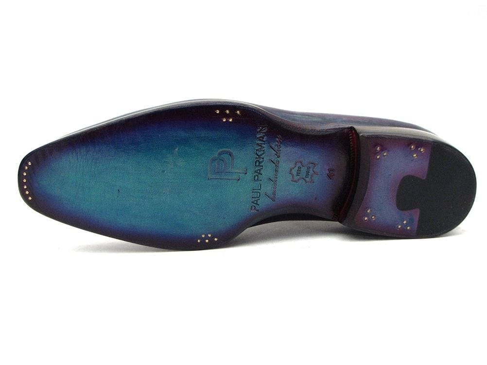 PAUL PARKMAN Paul Parkman Men's Purple & Navy Medallion Toe Oxfords (ID#PR88TT)