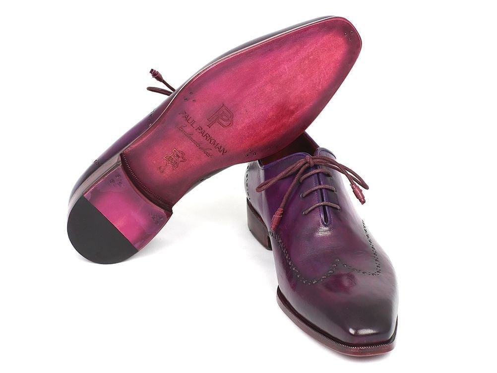 PAUL PARKMAN Paul Parkman Men's Purple Wingtip Oxfords (ID#84HT12)
