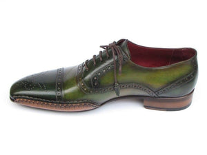 PAUL PARKMAN Paul Parkman Men's Side Handsewn Captoe Oxfords Green (ID#5032-GREEN)