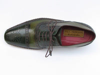 PAUL PARKMAN Paul Parkman Men's Side Handsewn Captoe Oxfords Green (ID#5032-GREEN)