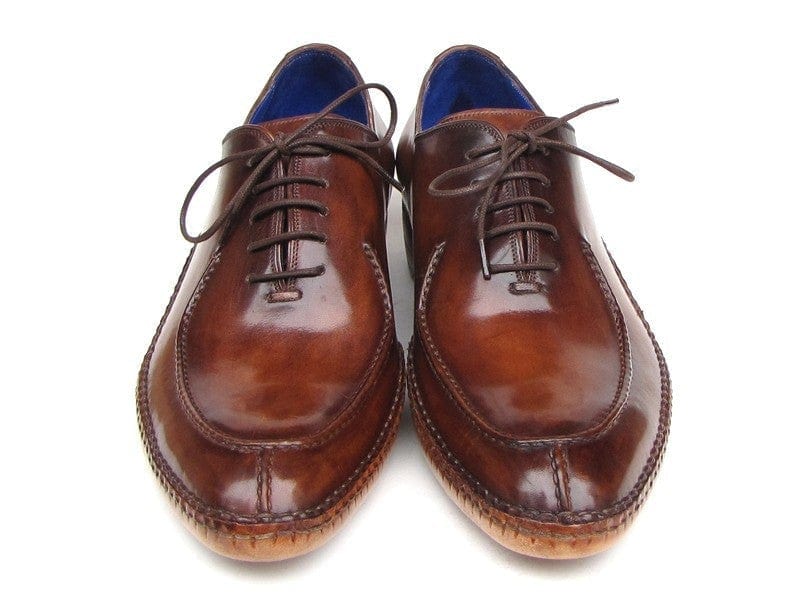 PAUL PARKMAN Paul Parkman Men's Side Handsewn Split-toe Brown Oxfords (ID#054-BRW)
