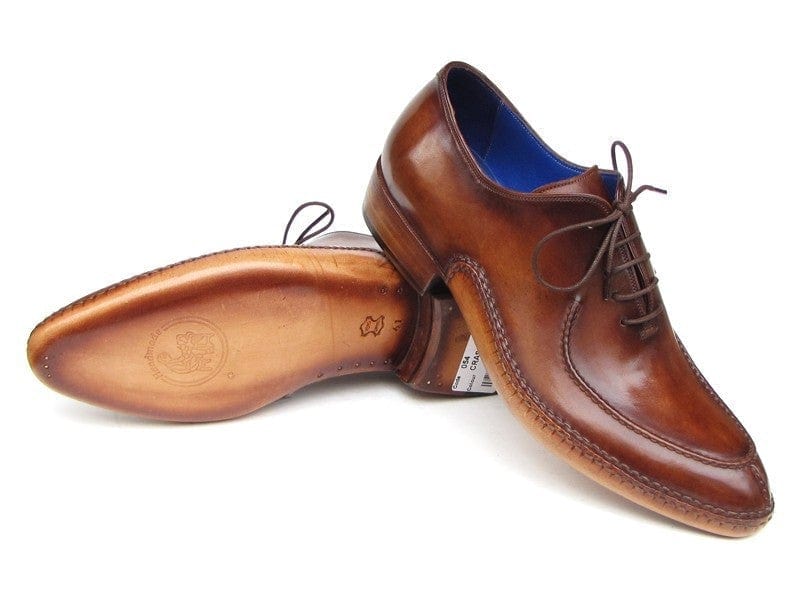 PAUL PARKMAN Paul Parkman Men's Side Handsewn Split-toe Brown Oxfords (ID#054-BRW)