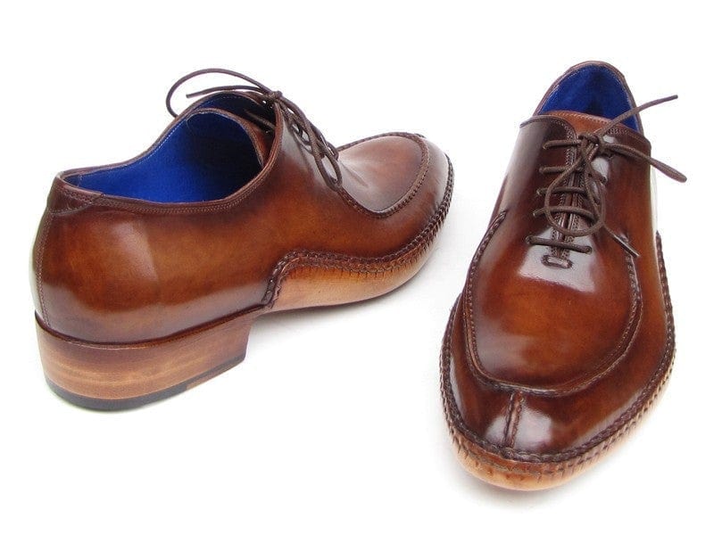 PAUL PARKMAN Paul Parkman Men's Side Handsewn Split-toe Brown Oxfords (ID#054-BRW)