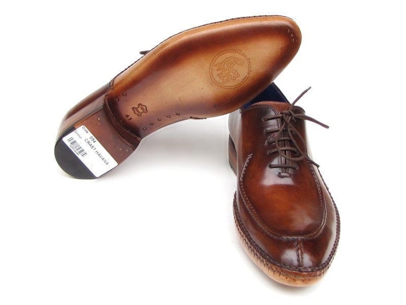 PAUL PARKMAN Paul Parkman Men's Side Handsewn Split-toe Brown Oxfords (ID#054-BRW)