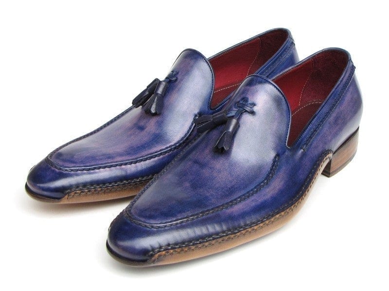 PAUL PARKMAN Paul Parkman Men's Side Handsewn Tassel Loafer Blue & Purple (ID#082-BLU-PURP)