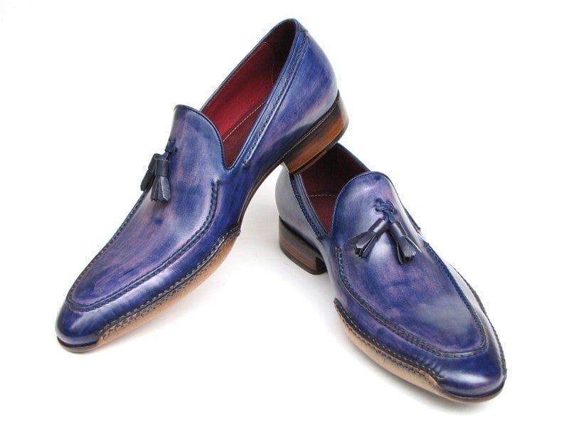 PAUL PARKMAN Paul Parkman Men's Side Handsewn Tassel Loafer Blue & Purple (ID#082-BLU-PURP)