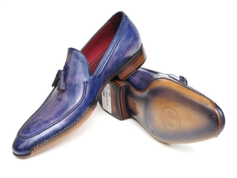 PAUL PARKMAN Paul Parkman Men's Side Handsewn Tassel Loafer Blue & Purple (ID#082-BLU-PURP)