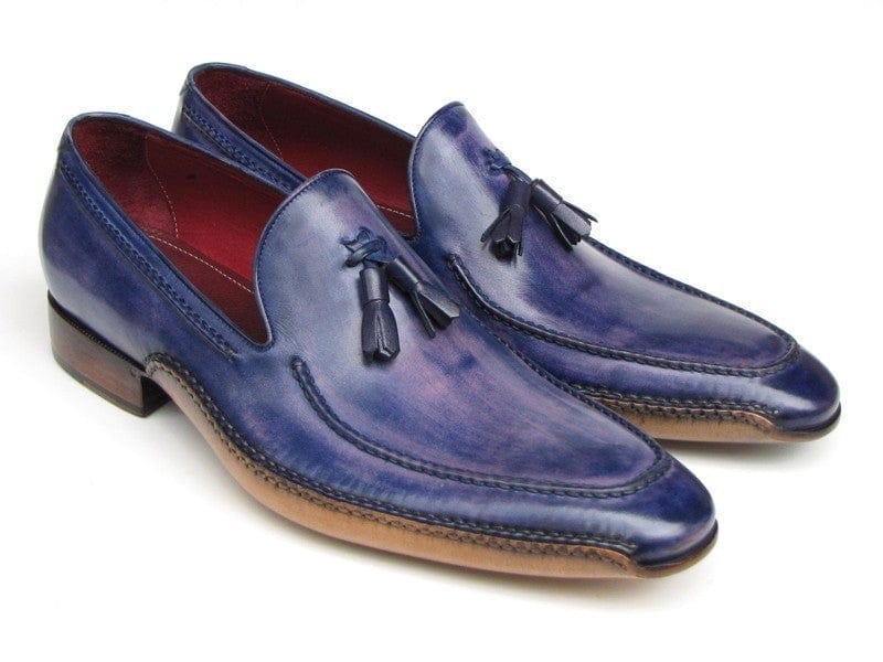 PAUL PARKMAN Paul Parkman Men's Side Handsewn Tassel Loafer Blue & Purple (ID#082-BLU-PURP)