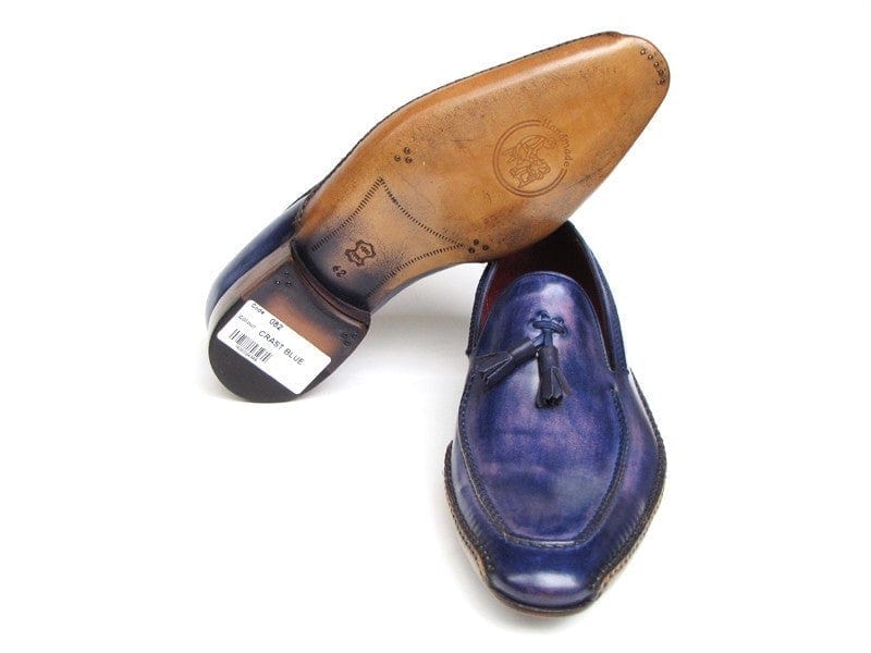 PAUL PARKMAN Paul Parkman Men's Side Handsewn Tassel Loafer Blue & Purple (ID#082-BLU-PURP)