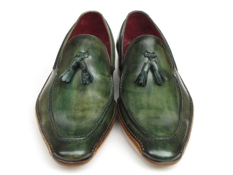 PAUL PARKMAN Paul Parkman Men's Side Handsewn Tassel Loafer Green Shoes (ID#082-GREEN)