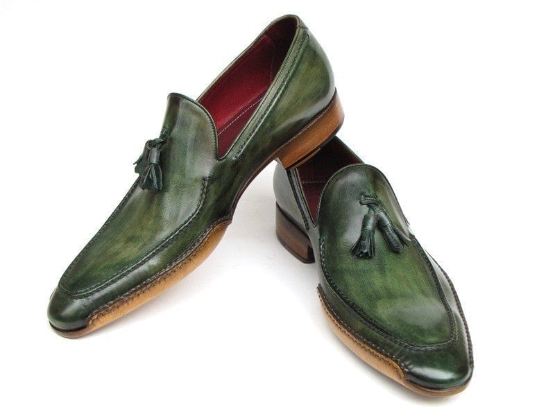 PAUL PARKMAN Paul Parkman Men's Side Handsewn Tassel Loafer Green Shoes (ID#082-GREEN)
