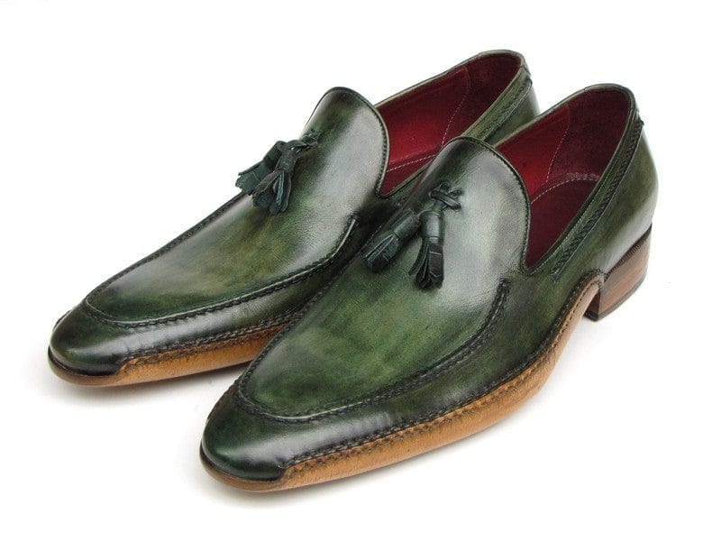 PAUL PARKMAN Paul Parkman Men's Side Handsewn Tassel Loafer Green Shoes (ID#082-GREEN)
