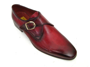 PAUL PARKMAN Paul Parkman Men's Single Monkstrap Shoes Burgundy Leather (ID#DW984P)