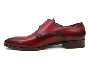 PAUL PARKMAN Paul Parkman Men's Single Monkstrap Shoes Burgundy Leather (ID#DW984P)