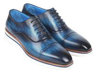 PAUL PARKMAN Paul Parkman Men's Smart Casual Oxfords Blue Leather (ID#185-BLU-LTH)