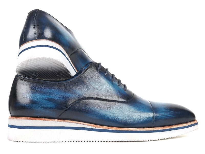 PAUL PARKMAN Paul Parkman Men's Smart Casual Oxfords Blue Leather (ID#185-BLU-LTH)
