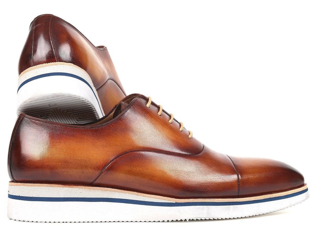 PAUL PARKMAN Paul Parkman Men's Smart Casual Oxfords Brown&Camel Leather (ID#185-BRW-LTH)
