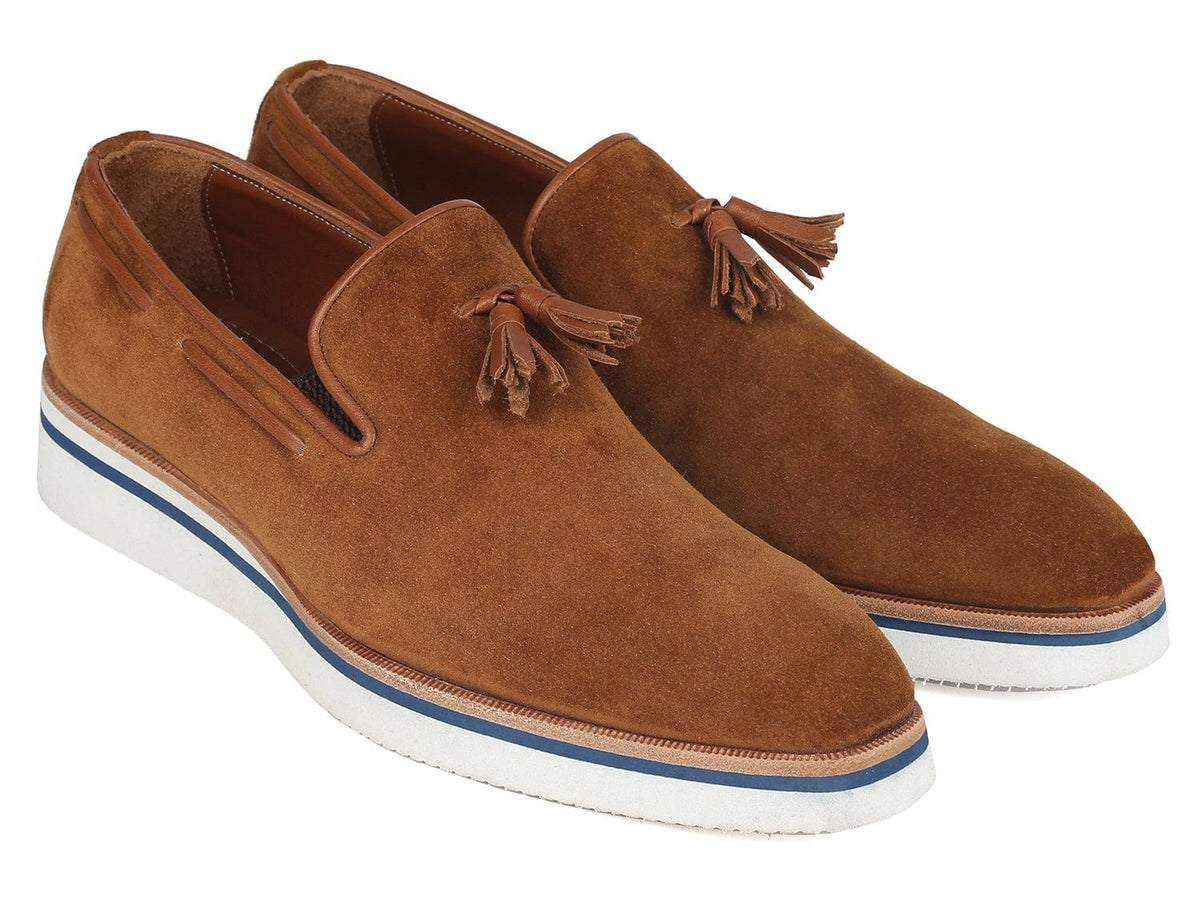 PAUL PARKMAN Paul Parkman Men's Smart Casual Tassel Loafers Camel Suede (ID#181-CML-SD)