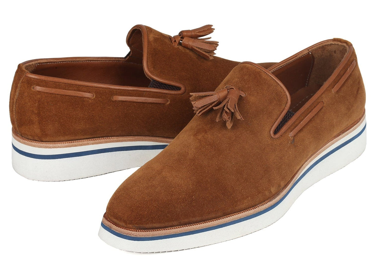 PAUL PARKMAN Paul Parkman Men's Smart Casual Tassel Loafers Camel Suede (ID#181-CML-SD)