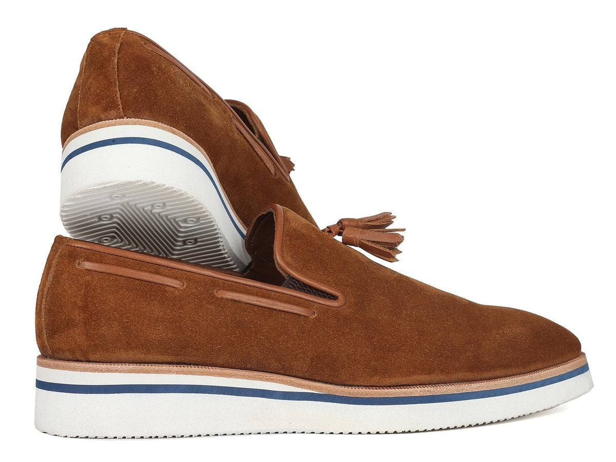 PAUL PARKMAN Paul Parkman Men's Smart Casual Tassel Loafers Camel Suede (ID#181-CML-SD)