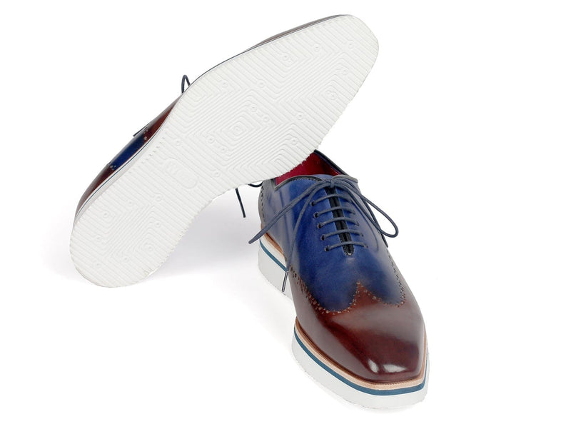 PAUL PARKMAN Paul Parkman Men's Smart Casual Wingtip Oxfords Brown & Blue (ID#187-BRW-BLU)