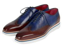 PAUL PARKMAN Paul Parkman Men's Smart Casual Wingtip Oxfords Brown & Blue (ID#187-BRW-BLU)